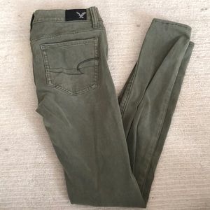 Green skinny jeans